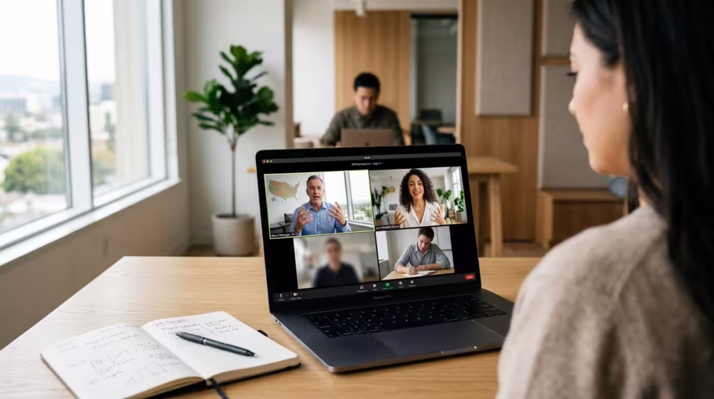 How to hire nearshore talent — video call between a Colombian professional and a U.S. manager