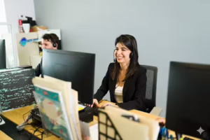 Professional team of bilingual specialists to hire collectors in Colombia with Next Wave BPO.